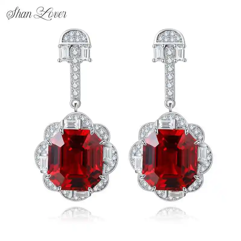 

Брендовые серьги-гвоздики ShanLover с рубином для женщин, легкие роскошные ювелирные изделия с драгоценными камнями, красочные модные серьги, ювелирные изделия