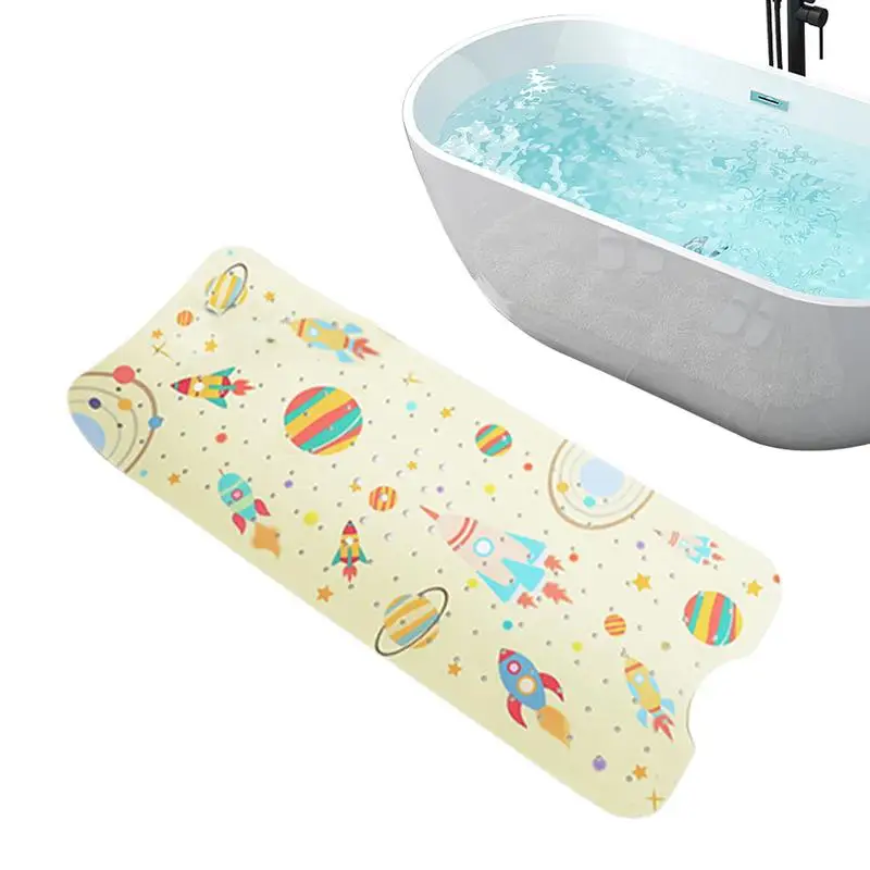 Baby Bath Mat Non Slip Cartoon Pattern Extra Long Kids Bathtub Mat 40 X 16 Inch Machine Washable Toddler Baby Bathtub Mat With