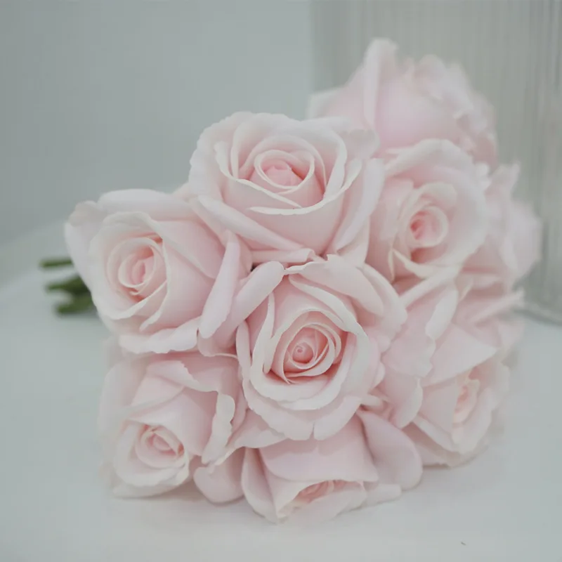 Artificial Roses Nordic Real Touch Moisturizing Latex Snow Mountain Rose Wedding Bridal Bouquet Home Party Flower Arrangement