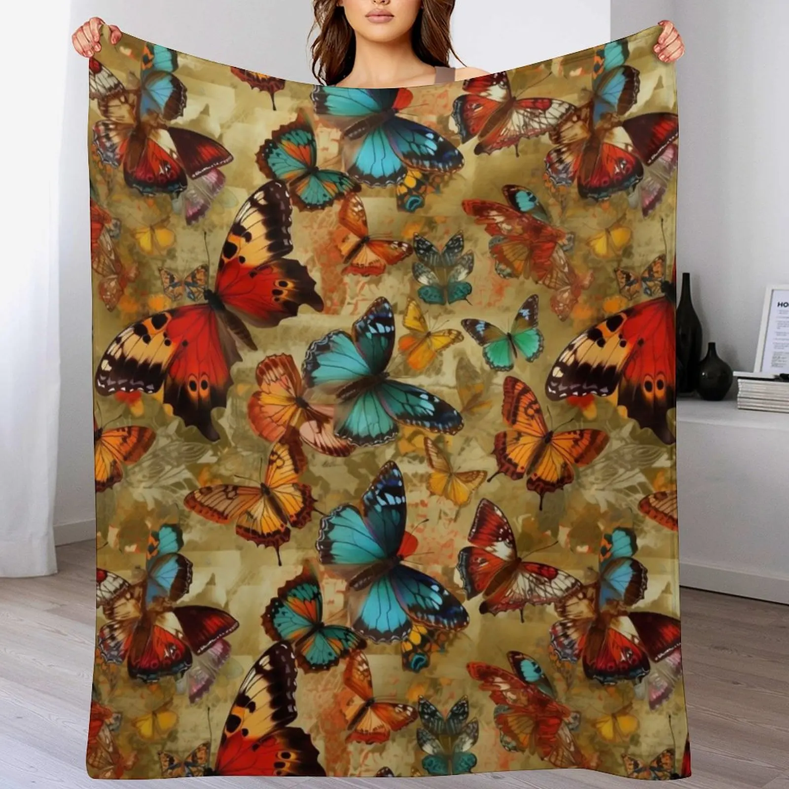 

Embrace the Beauty of Bold Colors with Butterfly Prints Throw Blanket Ultra Plush Cozy Blanket for Napping Sleeping