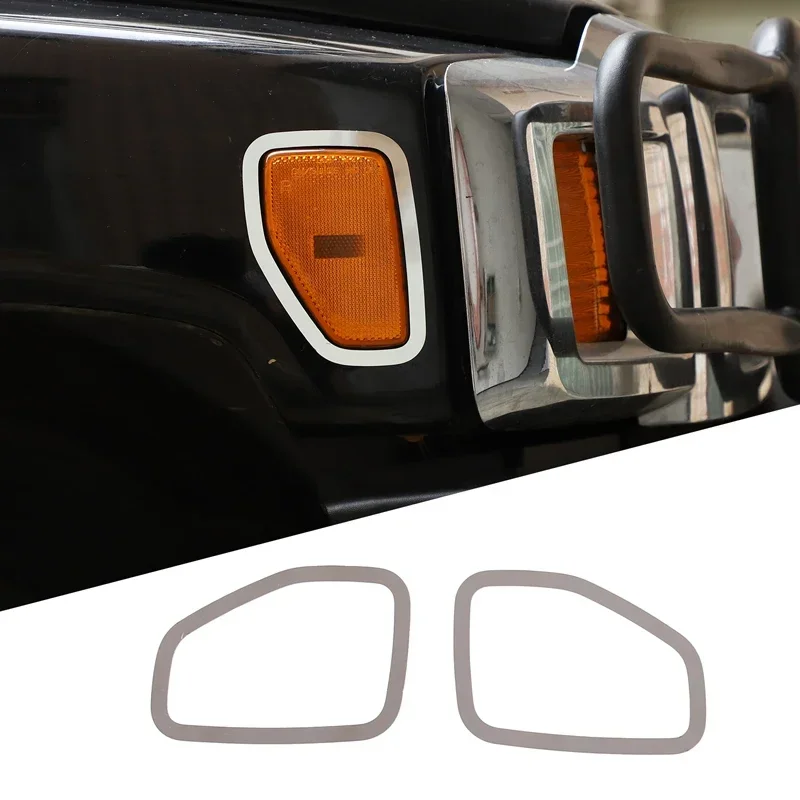 For Hummer H3 2005-2009 Stainless Steel Silver Car Side Turn Signal Side Markers Frame cover Trim Sticker Car  Accessories