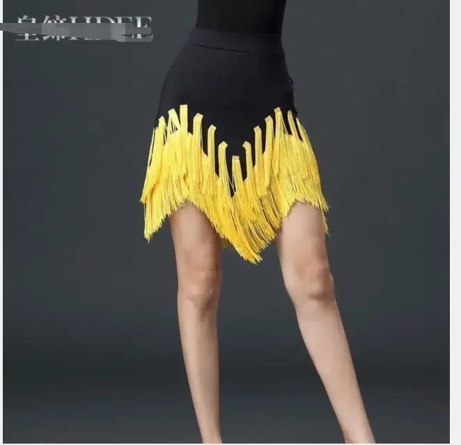 woman patchwork latin dancing skirt woman fashion tassel latin skirt