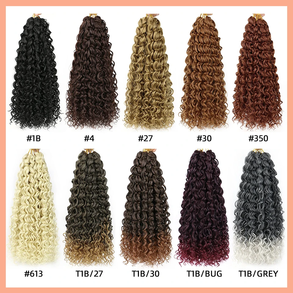 1-6 Packs 14 18 Inch Gogo Curly Crochet Hair Ombre Dark Brown Water Wavy Beach Curls Crochet Hair Synthetic Curly Braiding Hair