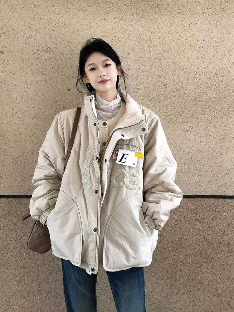 

Куртка из овечьей шерсти, длинная женская брызгозащищенная средняя модная лана, утренняя леди, с бисером, для городского отдыха, Mujer, в стиле хип-хоп, в рубчик, хиппи, женская