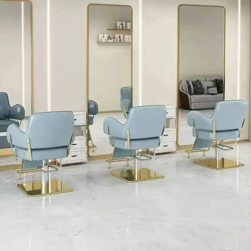 Mirror Professional Chairs Barber Chair Round Hair Salon Women's Beauty Men's Shaving Rotating Ergonomic Wheels Reclining Silla