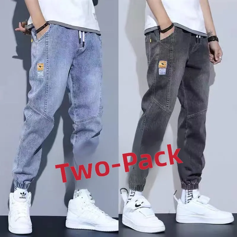 

Loose Fit Youth Jeans Men's Korean Sle Spring Autumn Loose Sports Big Size Harlan Nine Point Pants Casual Workwear Trousers