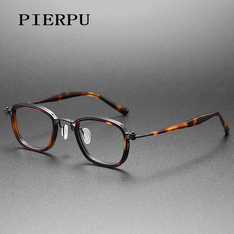 

Japanese Handmade Titanium Glasses Men Retro Square Acetate Frame Myopia Optical Prescription Eyeglasses Women Male Eyewear