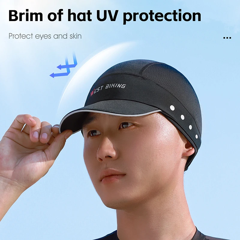 WEST BIKING Cycling Cap With Brim Sun Protection Summer Breathable Sports Quick Dry Bicycle Hat Men Bike Headwear Gorra Ciclismo