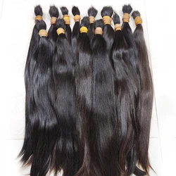 Extensiones de cabello humano liso sin procesar para mujer, mechones de cabello 100% Natural a granel, sin trama, elegante, 50g, 100g por pieza