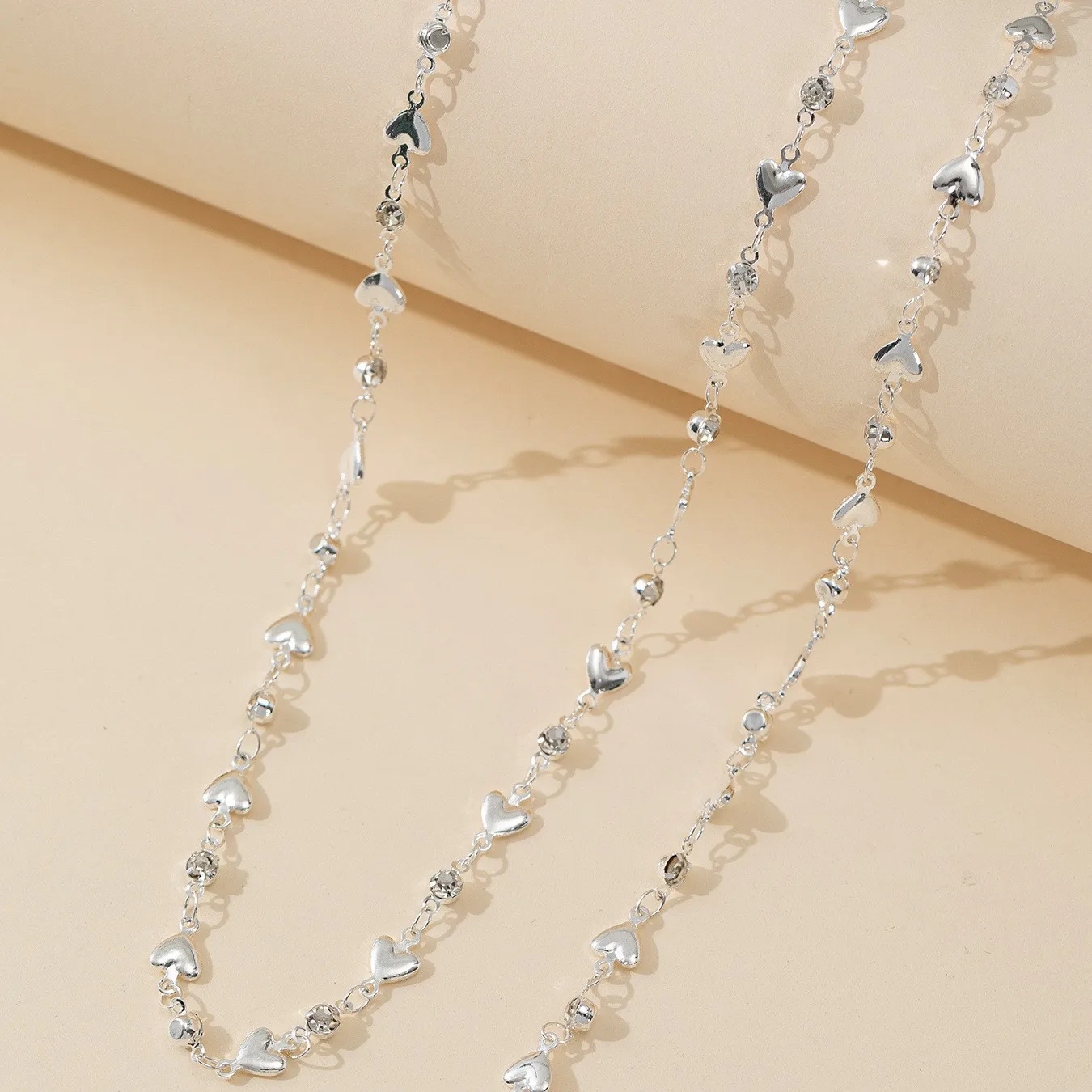 Fashion Sweater Chain Long Y-shaped Necklace for Women Simple Metal Gold Color Heart Crystal Clavicle Necklace Y2K Party Jewelry