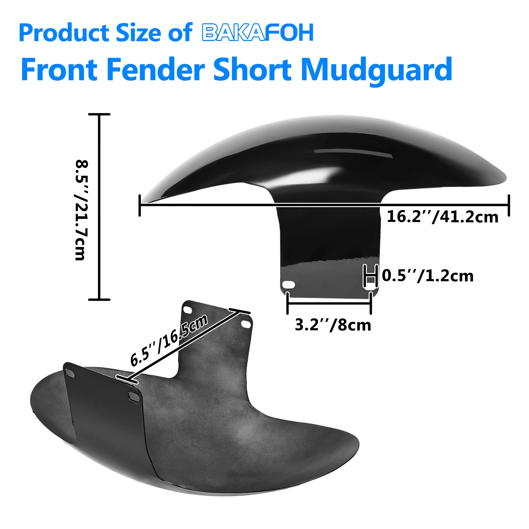 Motorcycle Front Steel Fender for Harley Fatboy 2018-up, Short Mudguard, Gloss Black, Vehicle Specific Fit