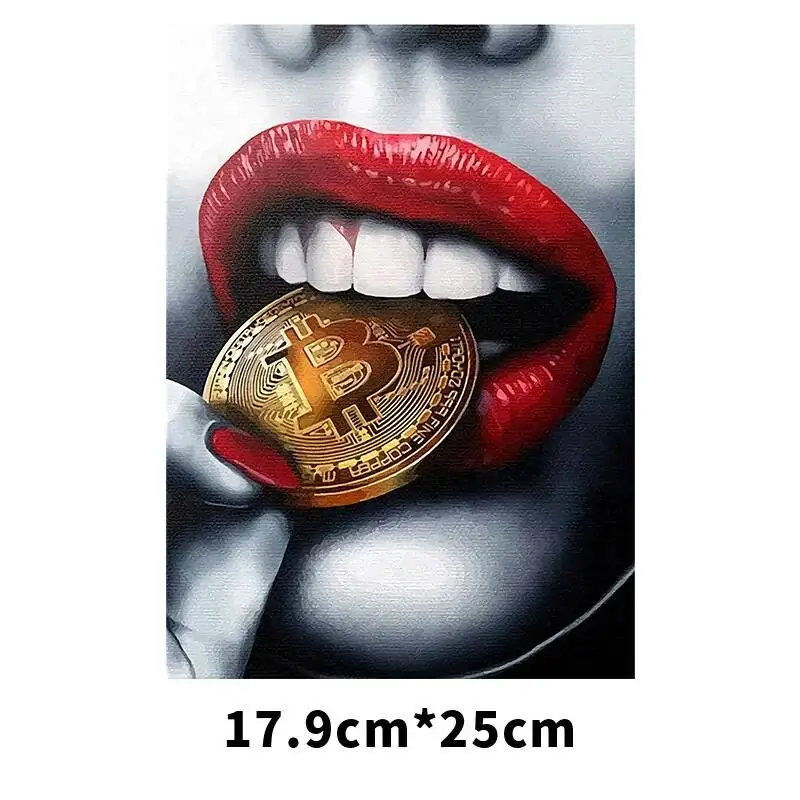 Sex Lips Heat Transfe Patches For Cothing Print-On T-Shirt Hoodies Bag Iron-On Clothes Diamond Dollar Lips Sticker Decoration view 3