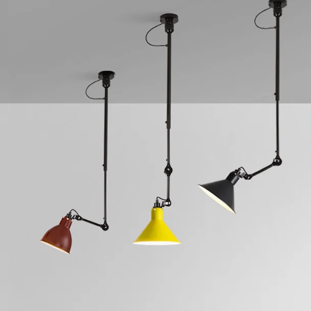 Vintage LED Pendant Lamp with Adjustable Long Pole Light Suitable for Bedrooms Living Rooms Study Rooms and Swing Arm Lights