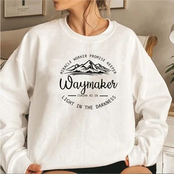 Waymaker Sweatshirt Christian Crewneck Sweatshirts Bible Verse Hoodie Jesus Faith Hoodies Streetwear Women Top Christian Gift