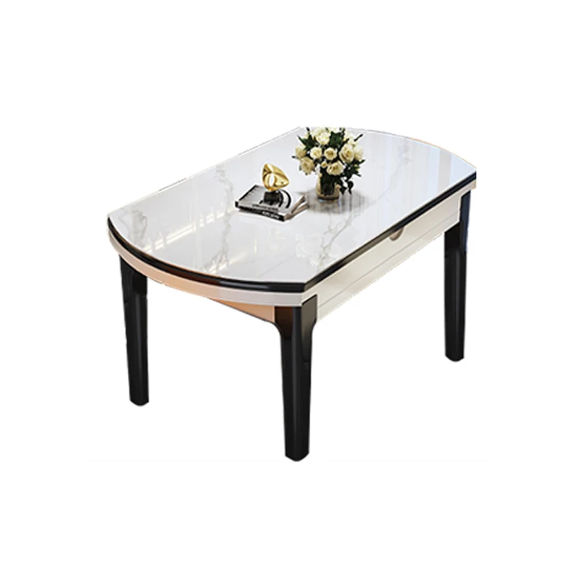 Conjunto de mesa de jantar redonda estendida com 4 cadeiras