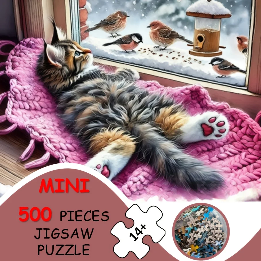 

75*50cm 1000 Pieces Jigsaw Puzzle Kittens And Birds Stress Reducing Toys Holiday gift Perfect for DIY Creative