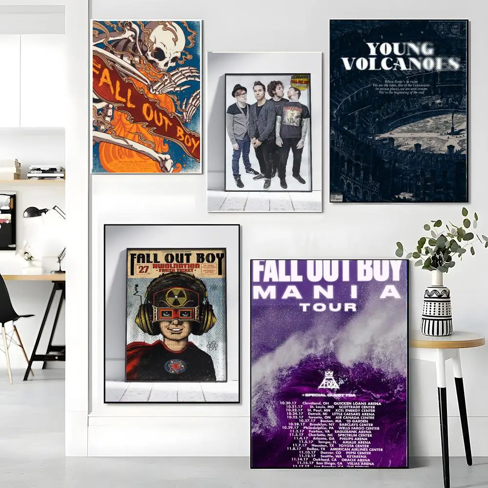 band F-Fall Out Boy-Y Painting Calligraphy Boho Botanical Decor for Living Room Elegant Home Style