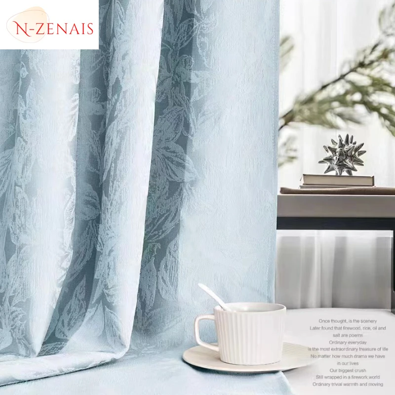 

Fashion Simple Thicken Chenille Jacquard 85% Blackout Luxury Curtains for Living Room Bedroom Dining Custom Size Window Elegant