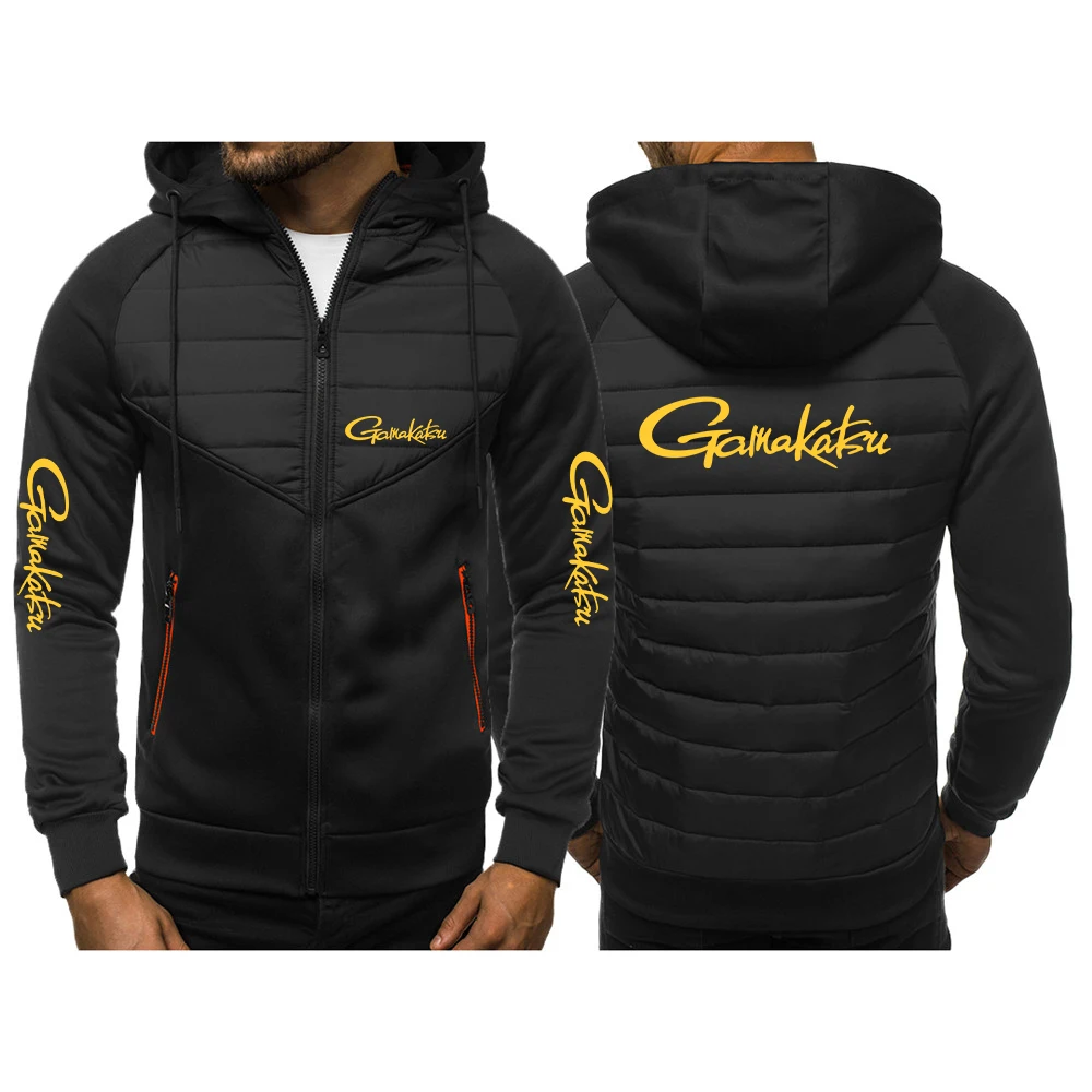 Gamakatsu Fishing 2024 New Men Spring Autumn Leisure Fashion Jacket Three-Color Stitching Slim Sweatshirts Cotton Comfort Top