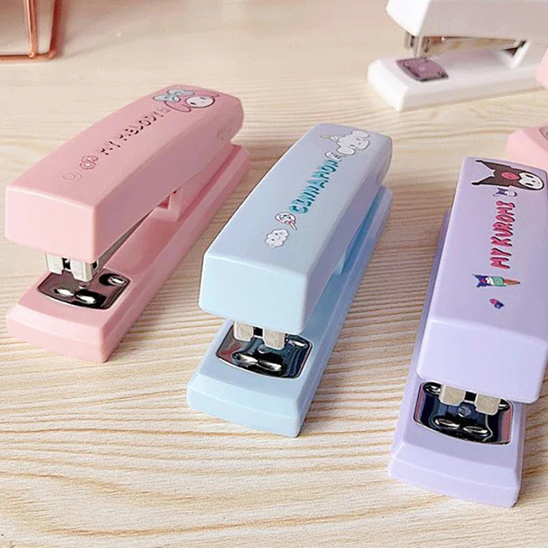 Stapler Set with Staples Cute Hello Kitty Kuromi Paper Binder Stationery Office Bookbinding Tools School Student Supplies Sanrio