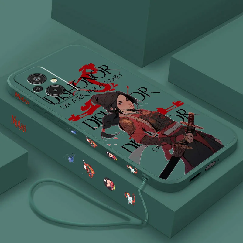 Disney Beautiful Mulan Liquid Left Rope Phone Case For Redmi 6 7 8 9 10 11 12 13 K30 40 50 60 AT X A1 Ultra Pro Soft Cover Capa