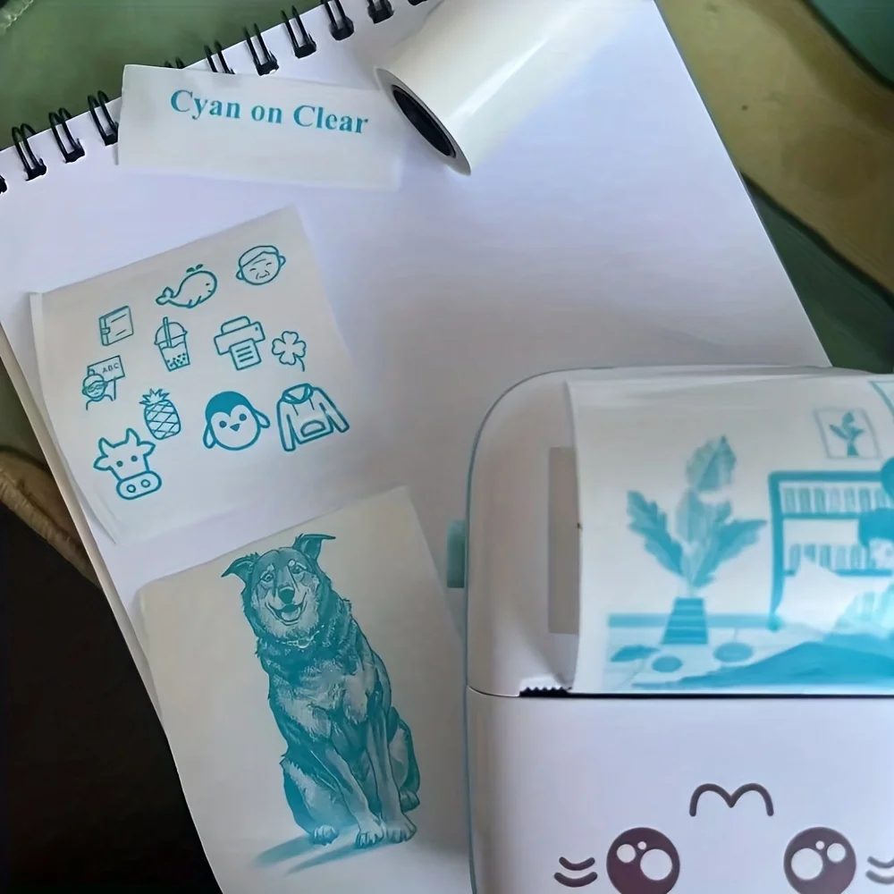 Transparent Color Printing Paper/Blue/Green/Black, Mini Transparent Tape 57mm, Compatible with Mini Printers for Coloring Print