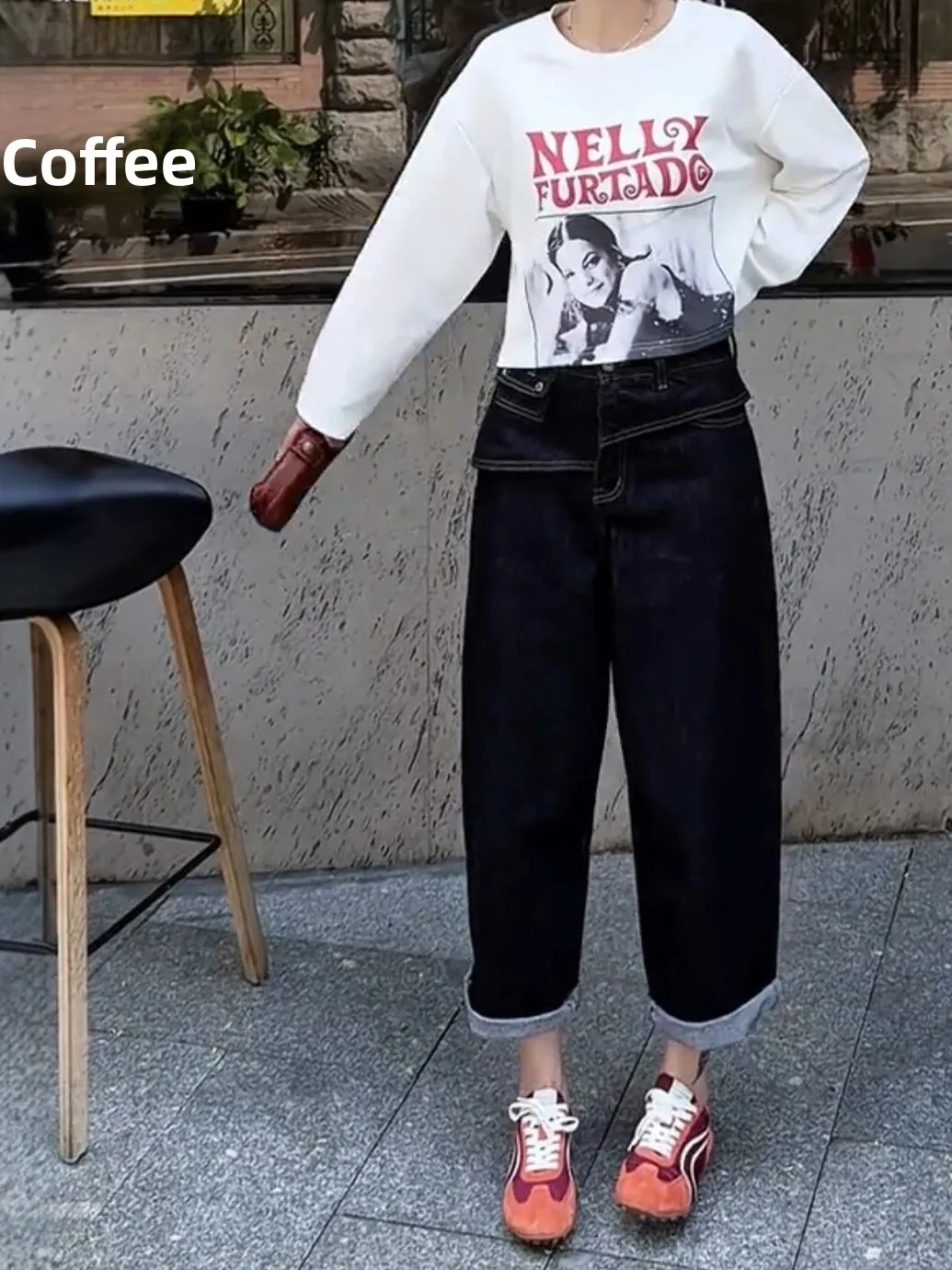 Loose Wide Leg Jeans High Waist Casual Style for Pear Shaped Body Nine Points Denim Pants Autumn New Arrival Women's Fashion