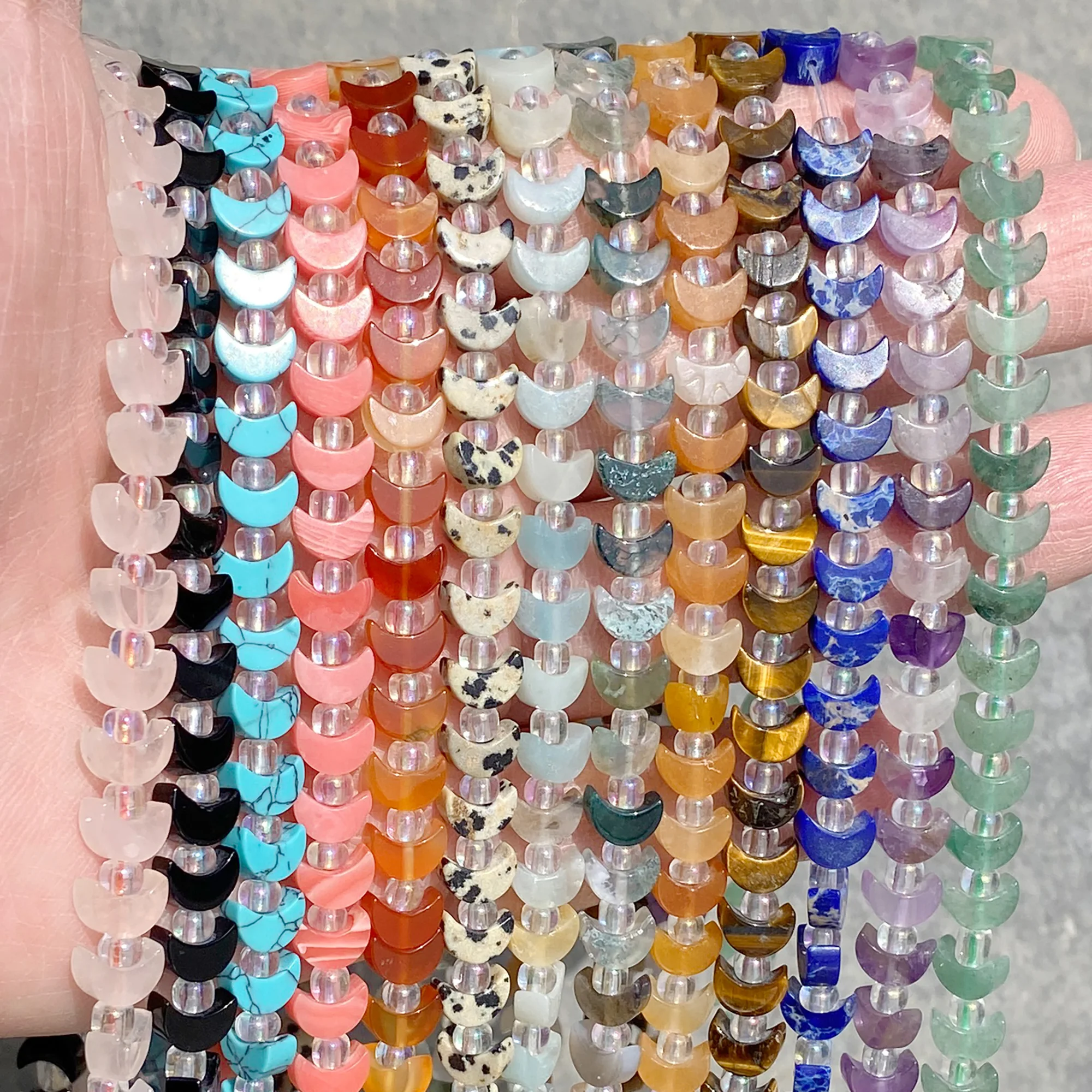 

6X8 мм бусины в форме луны из натурального камня аметисты бирюза кварцевые бусины-разделители для самостоятельного изготовления ювелирных изделий ожерелье браслет серьги