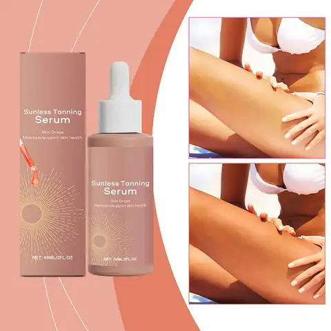 60ML 바디 페이셜 셀프 태닝 드롭 수축 모공 페이드 파인 라인 천연 브론저 액체 햇볕 방지 Sunless Tanning SkinCare Best5