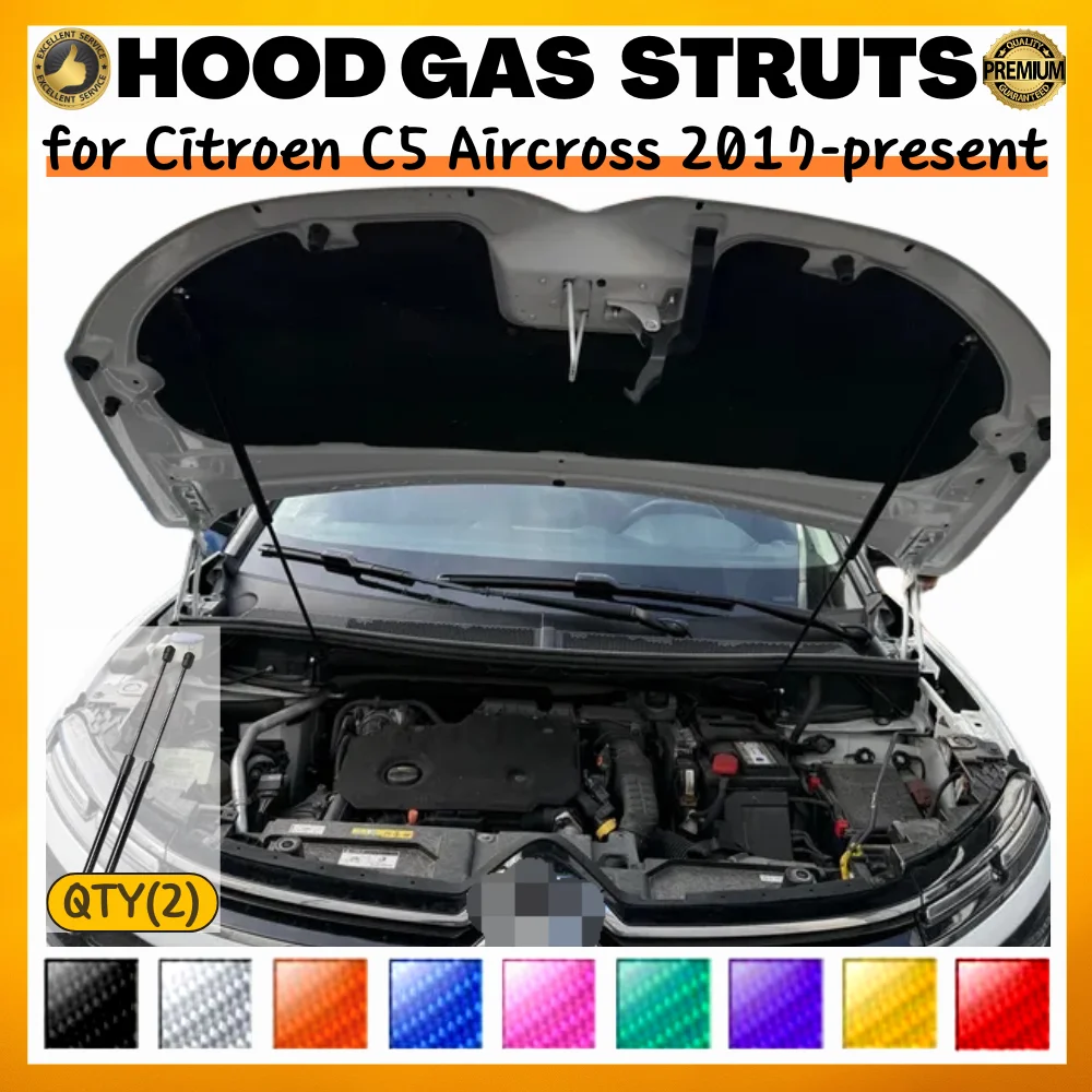 

Qty(2) Стойки капота для Citroen C5 Aircross SUV 2017-настоящий передний капот, модифицированный подъемник, опоры газовых пружин, амортизаторы, демпфер