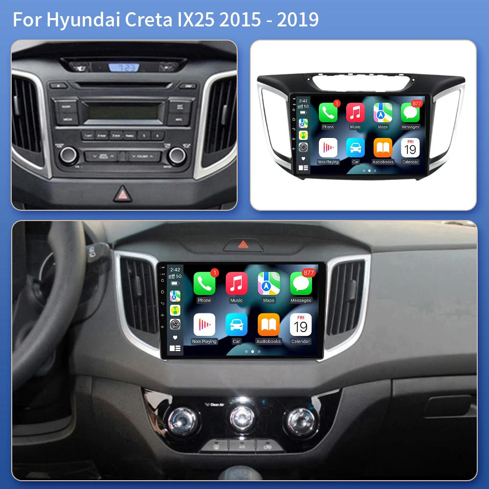 2 Din Android 16 Car Stereo Radio For Hyundai Creta ix25 2015-2019 Multimedia Video Player Navigation Head Unit Carplay Auto 4G