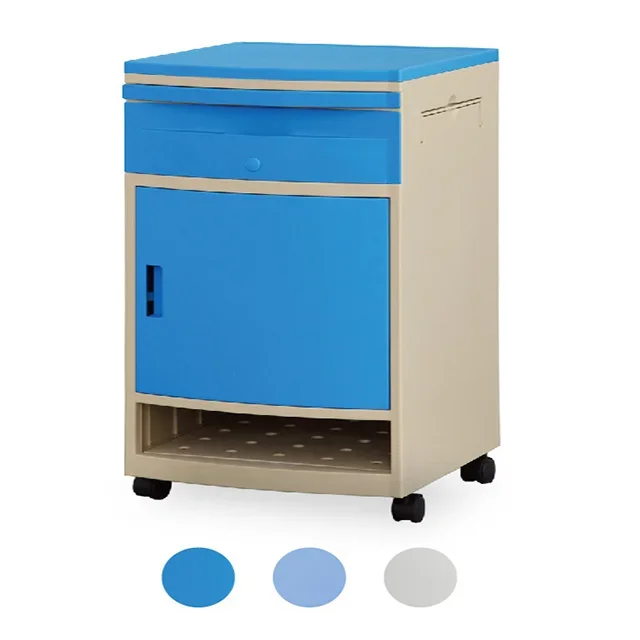 Cheap mobile ABS plastic bedside cabinet medical bedside locker table for hospital