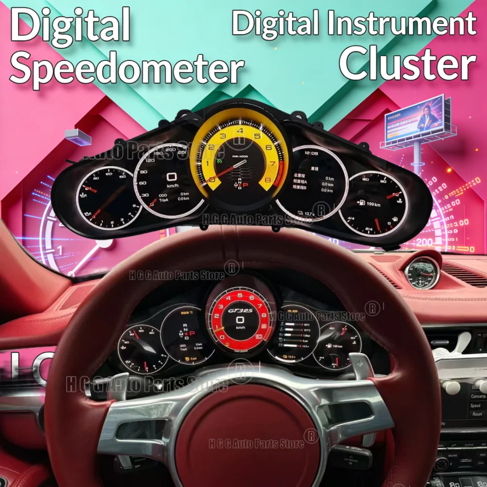 12.3“ Upgrade Digital Cluster For Porsche 911 2012-2019 LCD dashboard Instrument Panel Dashboard Screen Auto Speedometer Linux