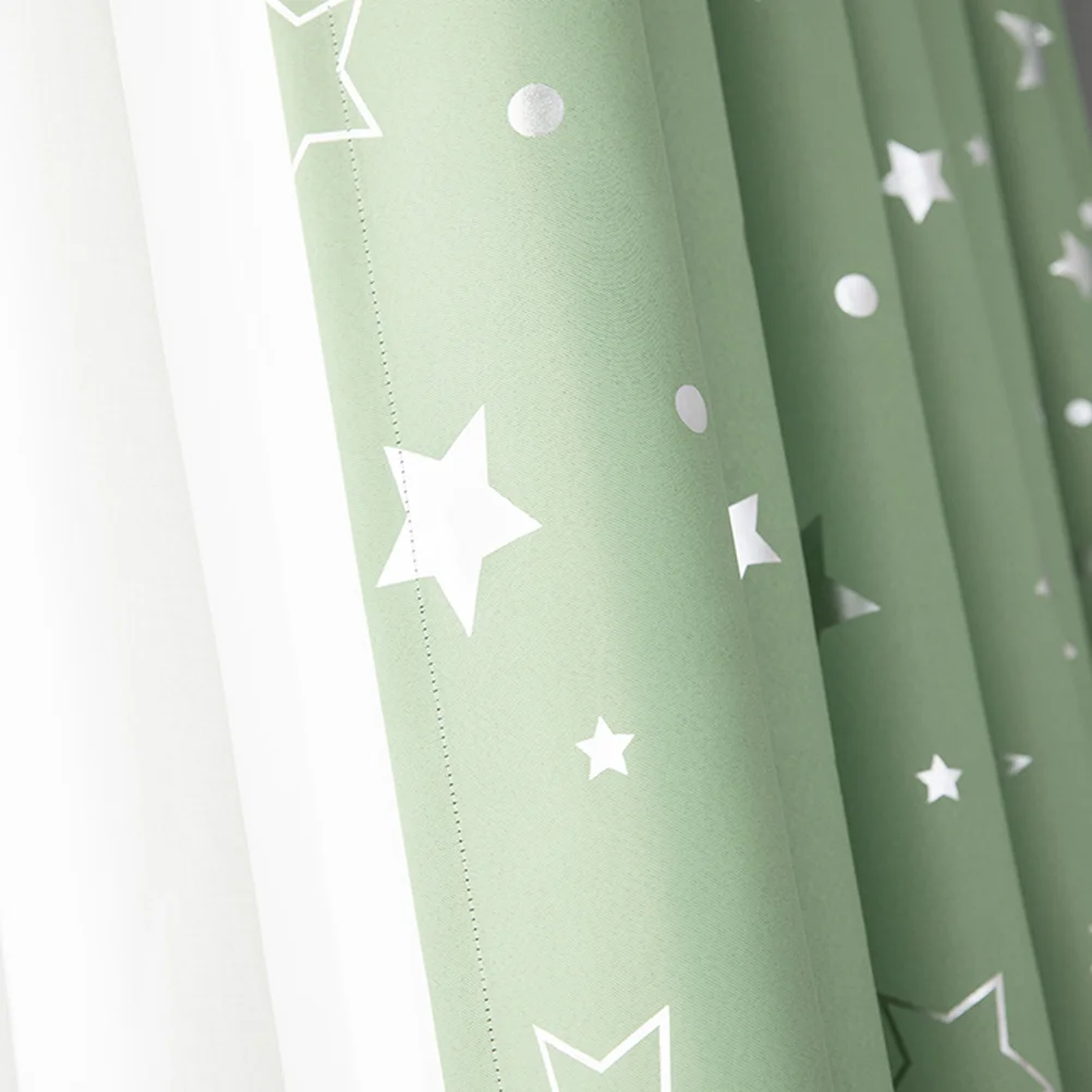 Cortina de Janela com Isolamento Térmico e Escurecimento, Design de Estrelas e Lua Prateadas, Simples e Moderna, para Quarto e Sala de Estar