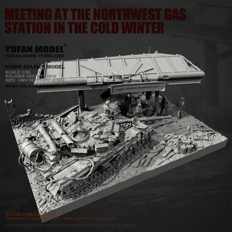 YUFAN मॉडल 1/35 रेज़िन मॉडल किट शीतकालीन गैस स्टेशन के लिए रंगहीन स्व-असेंबली (पूर्ण सेट) YFWW-2299+3D 10 best sales राल बस्ट मॉडल - №10