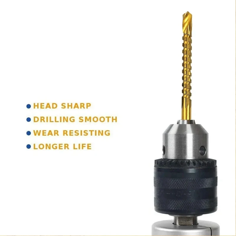 6PCS/Set Titanium Coated Drill Bit Spiral Jagged Saw Drill Bit Composite Drill Bit Twist Drill Bit