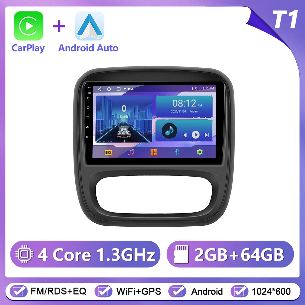 Podofo CarPlay Android Auto autoradio voor Renault TRAFIC/Opel VIVARO 2015 GPS Intelligent Systems Stereo Multimedia autoradio
