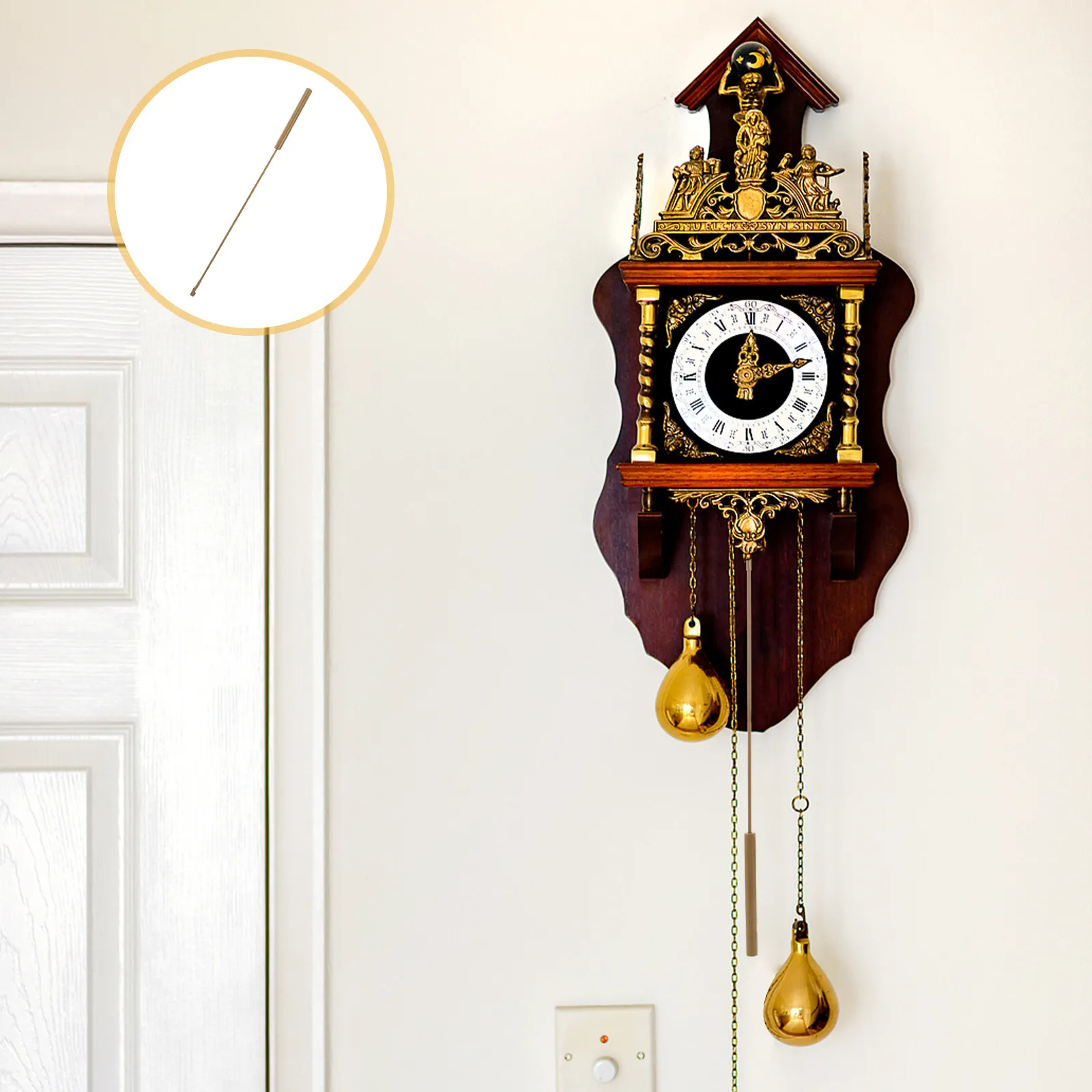 Quartz Clock Pendulum Metal Rod 13.6 Inch Wall Clock Movement Replacement Parts Vintage Pendulum Bob Repair Kit