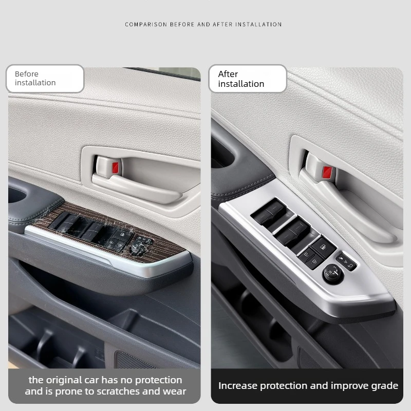 For Toyota Sienna/Granvia: 4PC ABS Window Switch Trim - 3M Adhesive, No Tools & OEM Fit Interior Trim Components