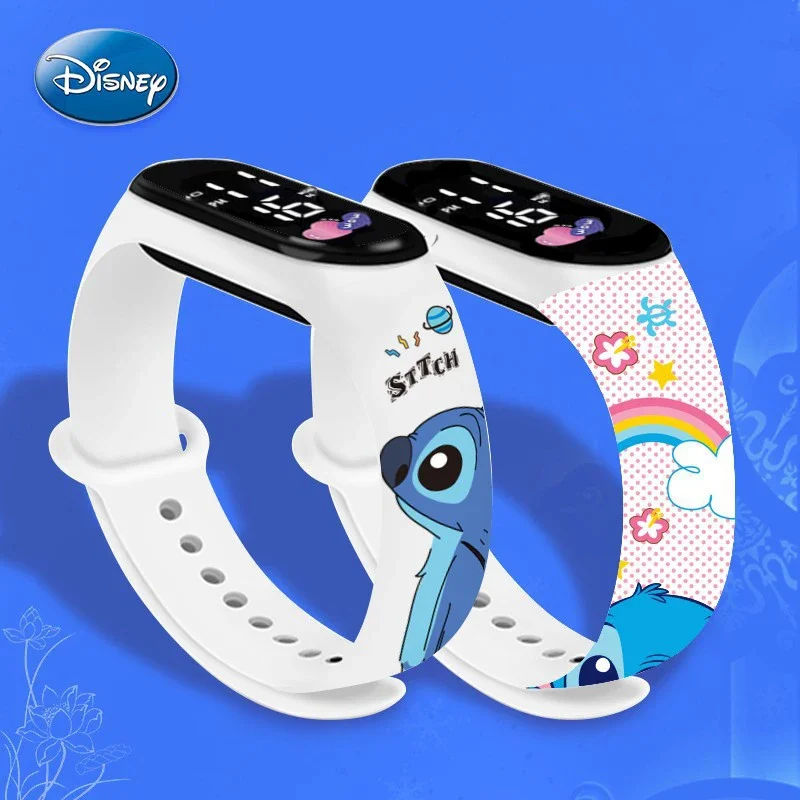 Disney Digital Kids Watches Anime Figures Stitch LED orologio luminoso Touch orologio sportivo elettronico impermeabile regalo di compleanno per