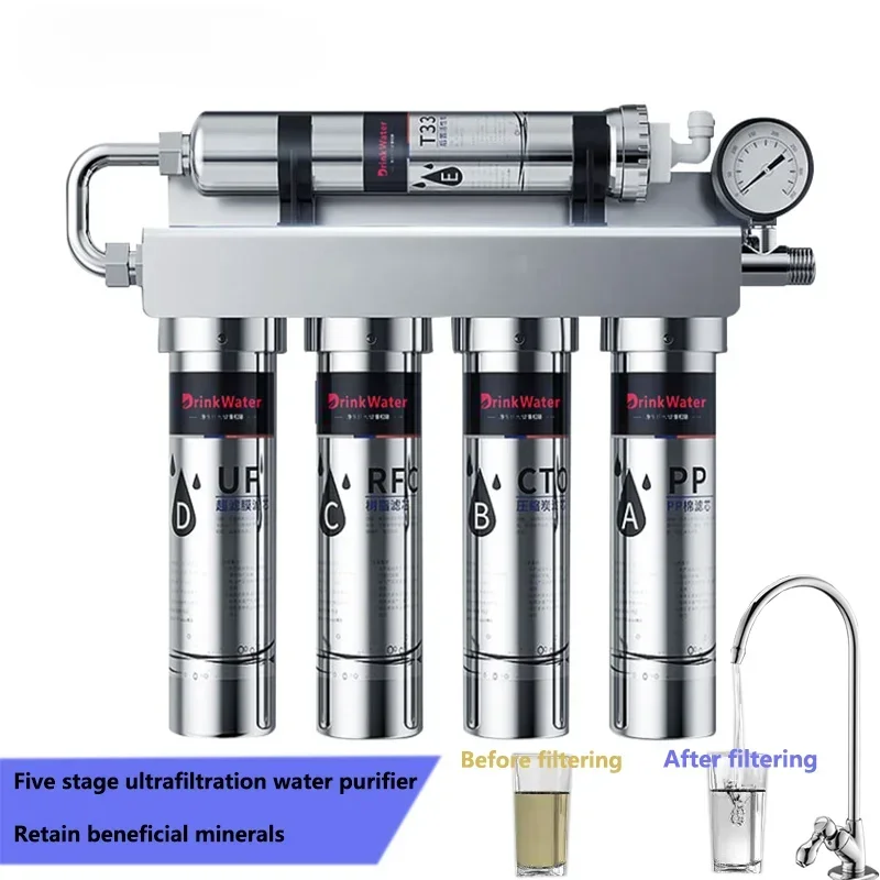 Household Kitchen Ultrafiltration  Water Purifier With Tap Stainless Steel Direct Drink Tap Water Purifier Water Filter System