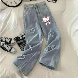 Sanrio Y2k Pants Hello Kitty Print Sweatpants Summer New Loose Wide Leg Pants Streetwear Women Pants Women Cargo Pants Women