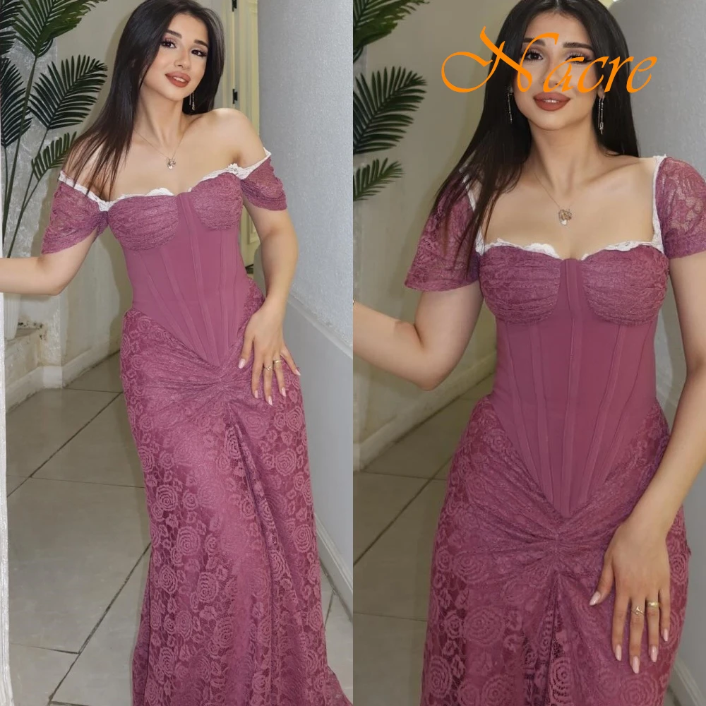 Customized Exquisite Off the Shoulder Sleeveless Evening Dress High Quality Lace Flowers Prom Dresses Delicate Party Gowns