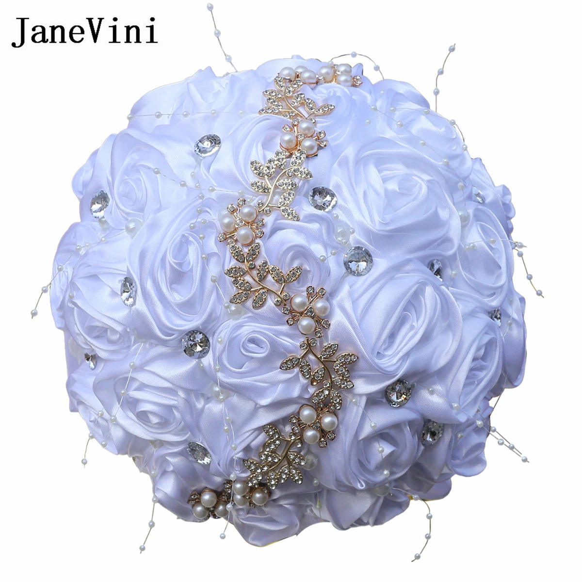 

JaneVini Korean Style White Pearl Wedding Bouquet Bridal Flowers Custom Color Bride Bouquets for Wedding Supplies Accessories