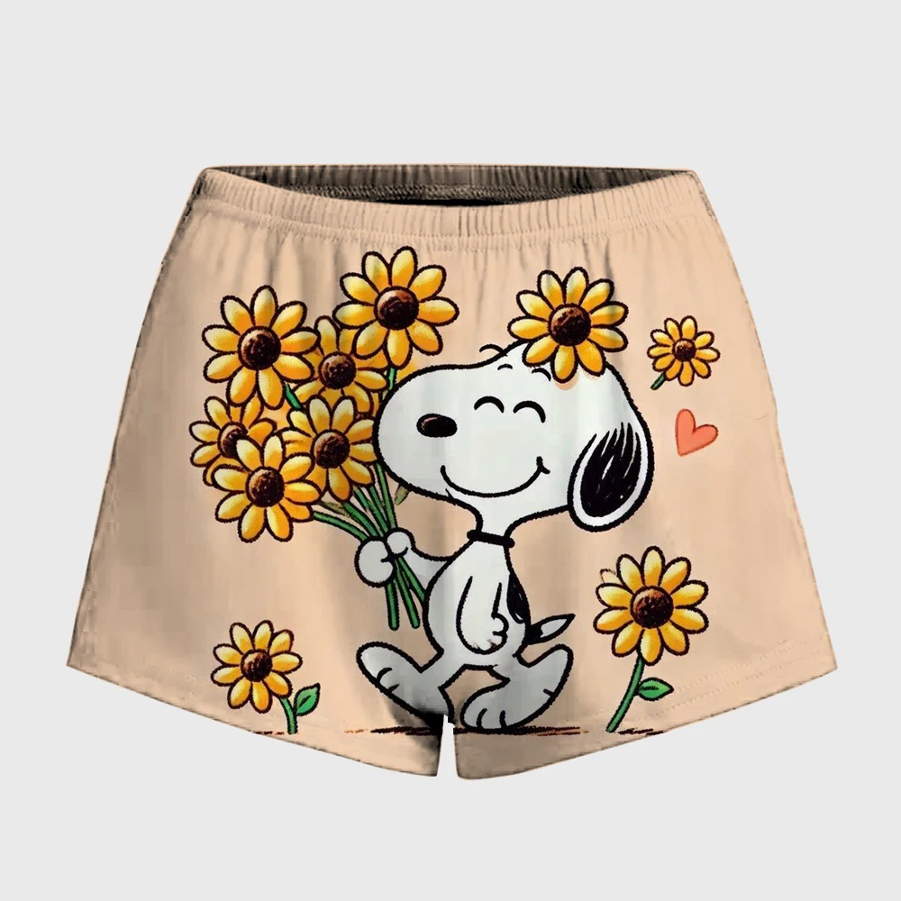 Snoopy print Fashion Fitness Running Athletic Tights Shorts Women Short Workout Legging Soft Yoga Fitness Clothing Sports Gym We