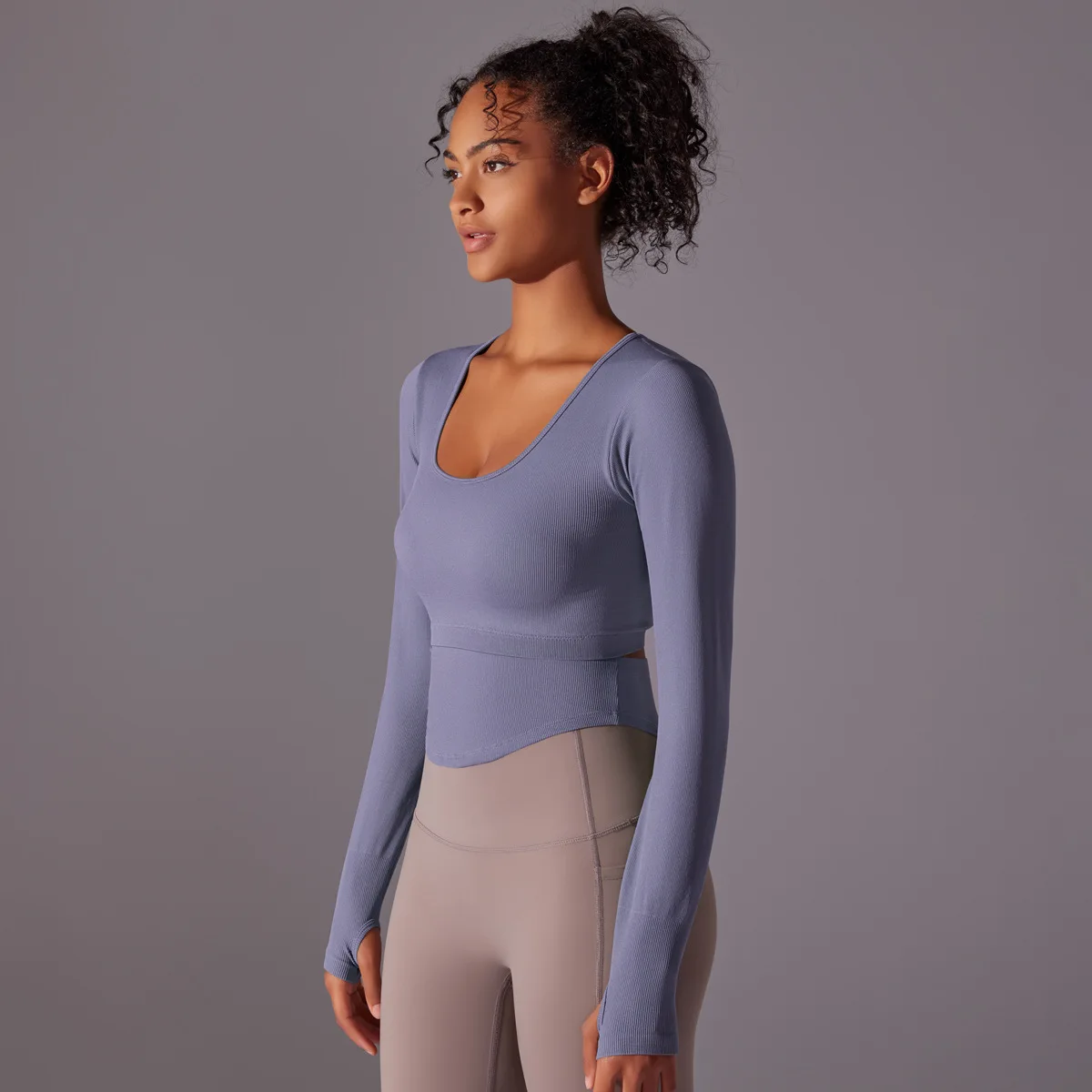 Yoga Clothing Tops Tees Women's Sweat Absorbing Long Sleeve Running Fitness Knitted Solid Color Gym Sports Workout Yoga T-shirts