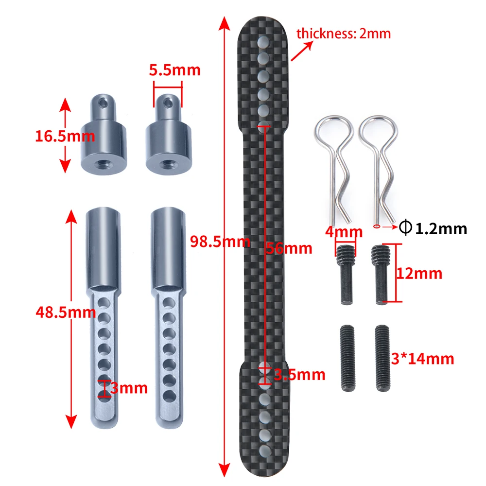 AXSPEED soporte de poste de cuerpo de Metal soporte de columna de carcasa trasera delantera para Axial SCX10 90046 90047 1/10 coche trepador de control remoto piezas de mejora