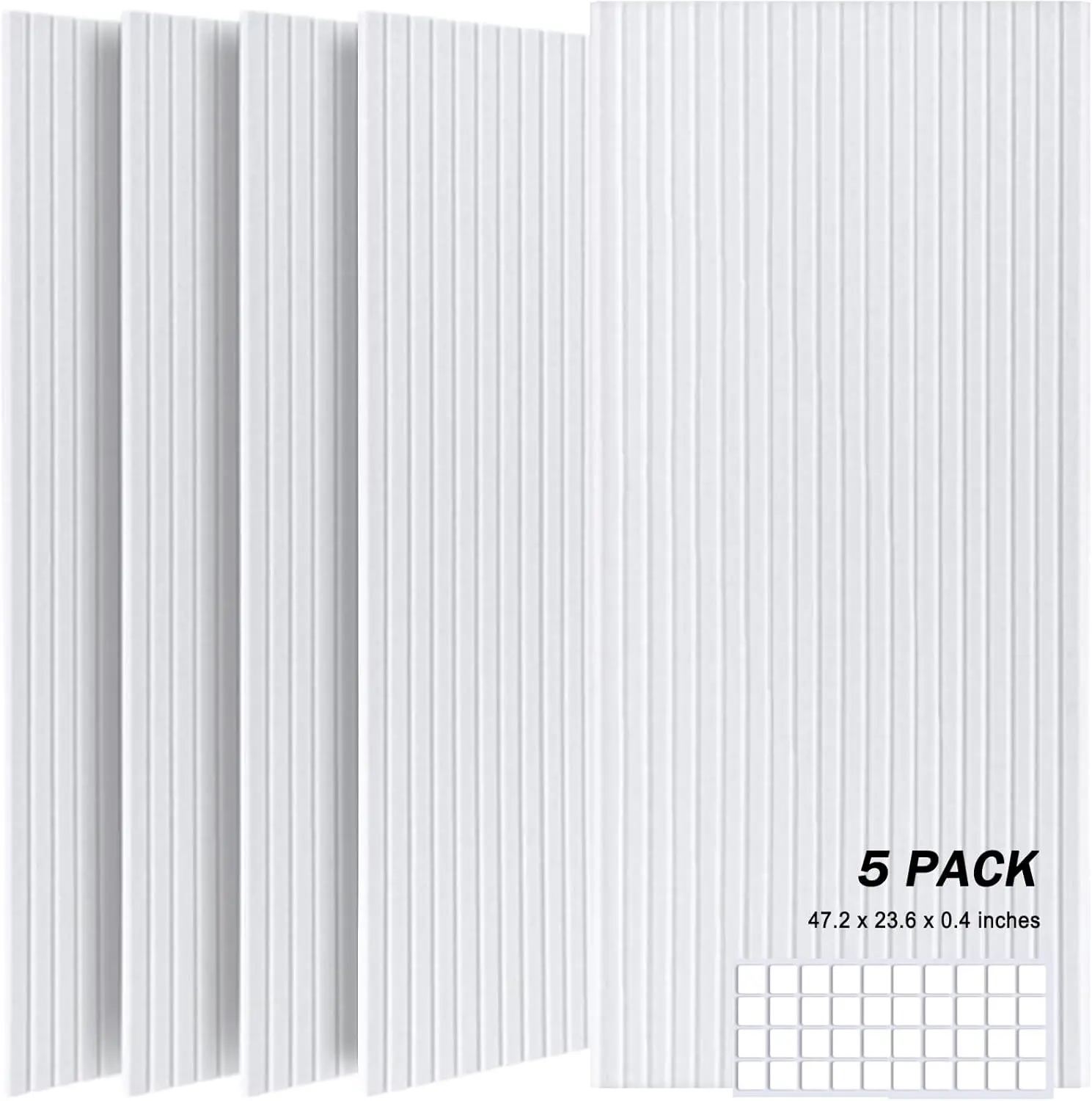 

Large Acoustic Panels 48x24x0.4 Inch Sound Proof Foam for Walls, Dampening Panels Home Studio Office Decor White 5 Pack