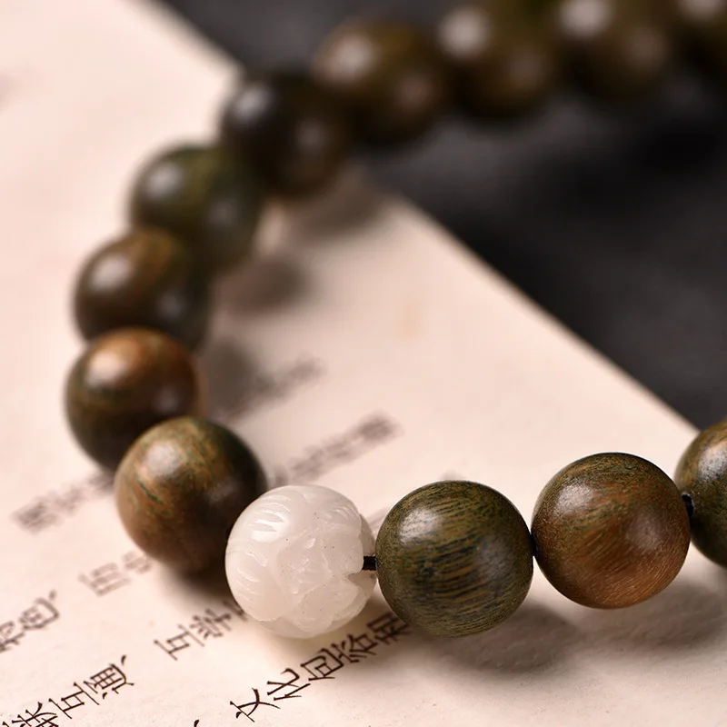 الأخضر لوتس سلسلة بوذا حبة يده البخور حقيبة تشغيل حلقة شرابة اللعب الثقافية خشب الصندل سوار خشبي الذكور الإناث Wo #4