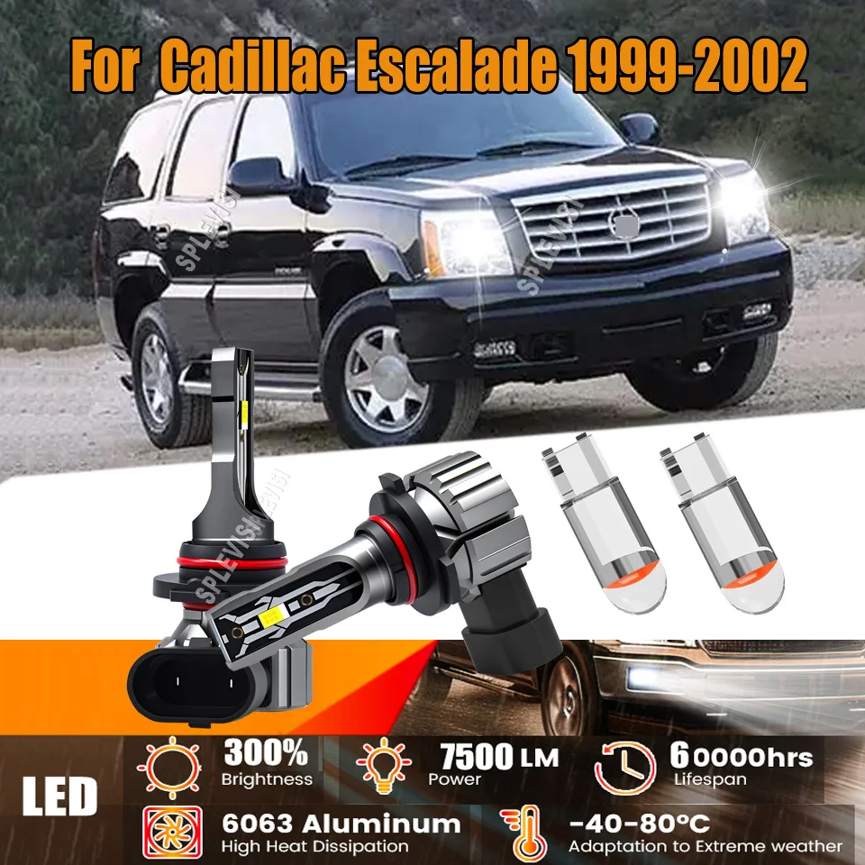 

9005 9006 High Low Beam Headlight LED Bulbs Durable Construction UV-Protected For Cadillac Escalade 1999 2000 2001 2002